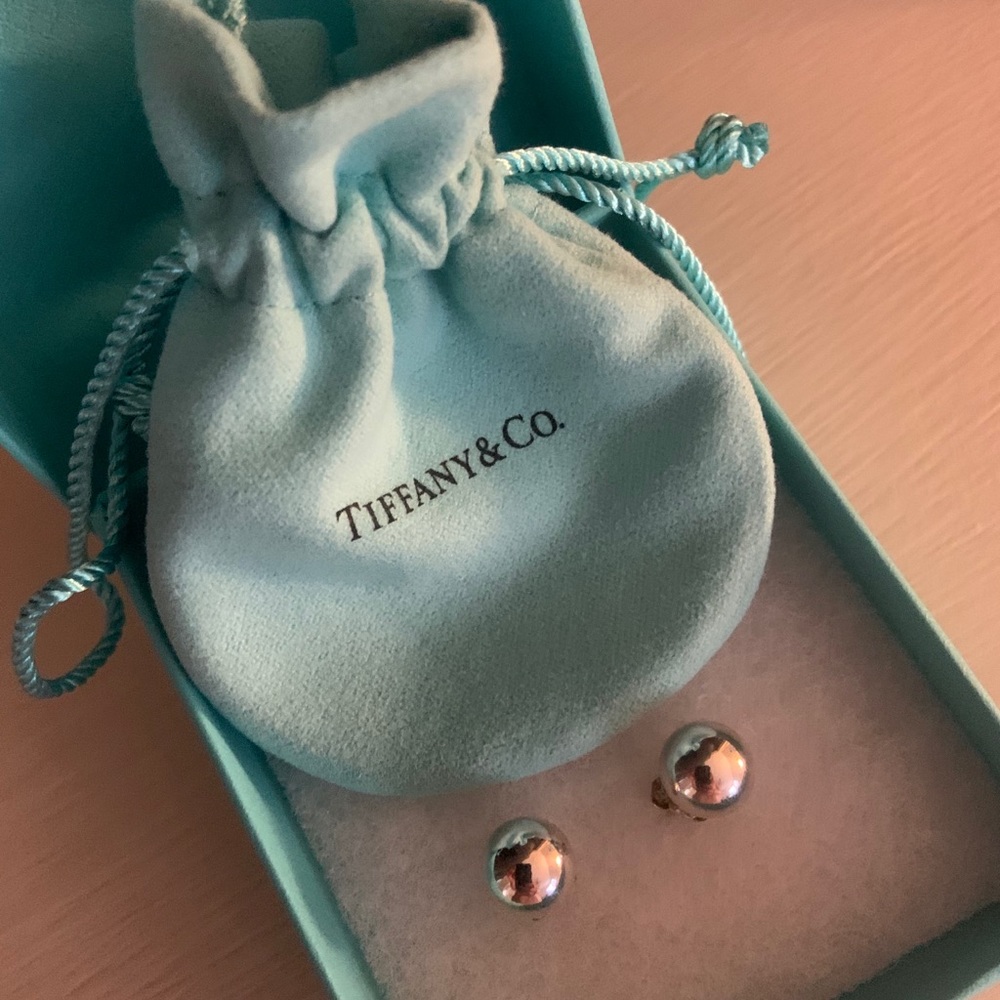 Tiffany and Co. silver ball earrings. Never worn